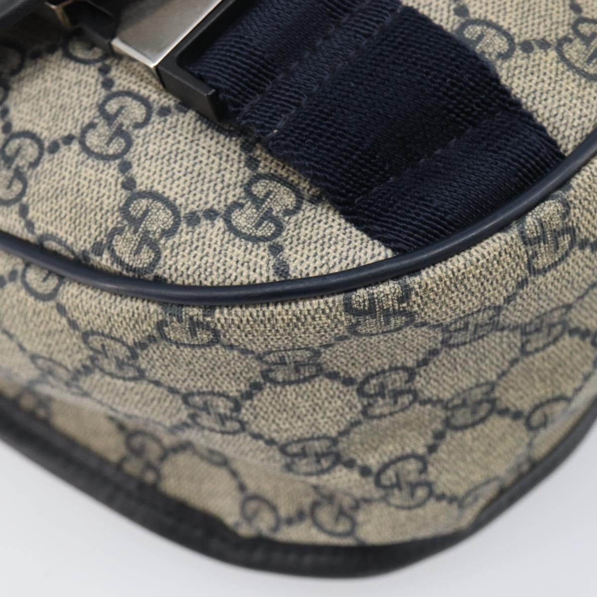 GUCCI GG Supreme Shoulder Bag PVC Navy Silver 201732 Auth 210870A