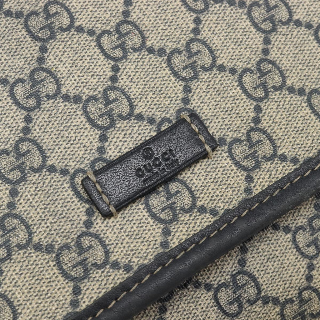 GUCCI GG Supreme Shoulder Bag PVC Navy Silver 201732 Auth 210870A