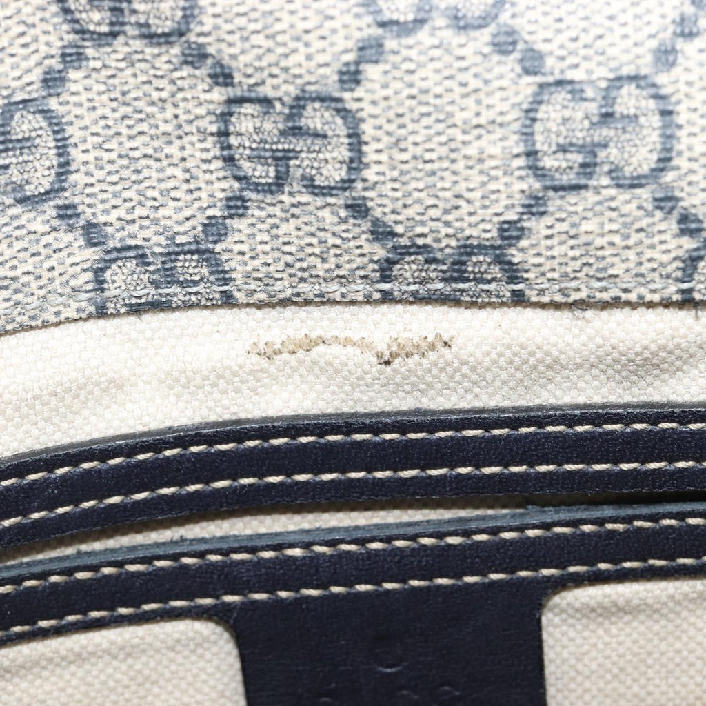 GUCCI GG Supreme Shoulder Bag PVC Navy Silver 201732 Auth 210870A