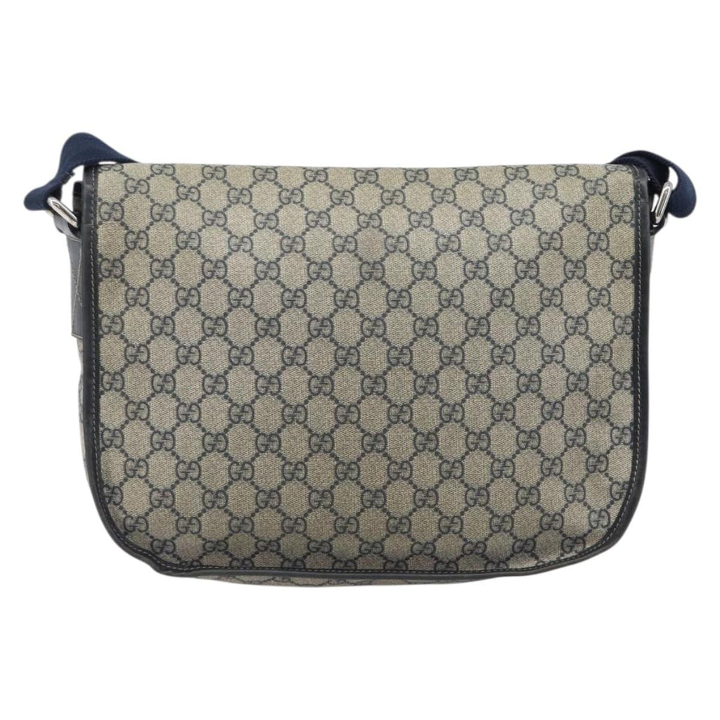 GUCCI GG Supreme Shoulder Bag PVC Navy Silver 201732 Auth 210870A