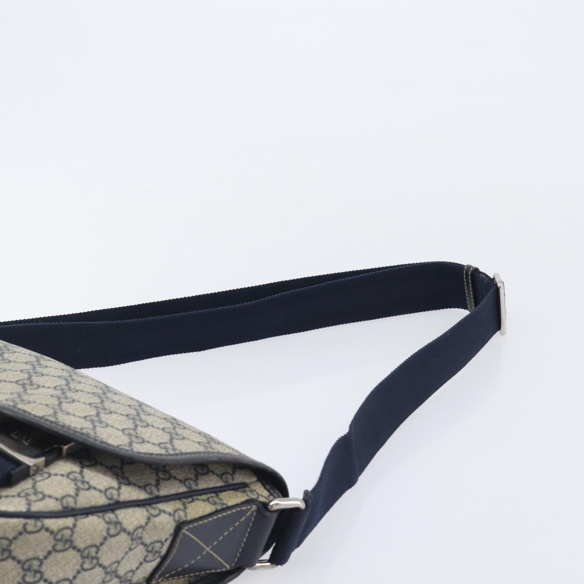 GUCCI GG Supreme Shoulder Bag PVC Navy Silver 201732 Auth 210870A