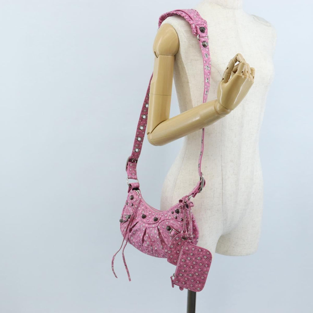 Balenciaga Luca Gol XS Shoulder Bag Leather Pink Silver 671309 Auth 210873M