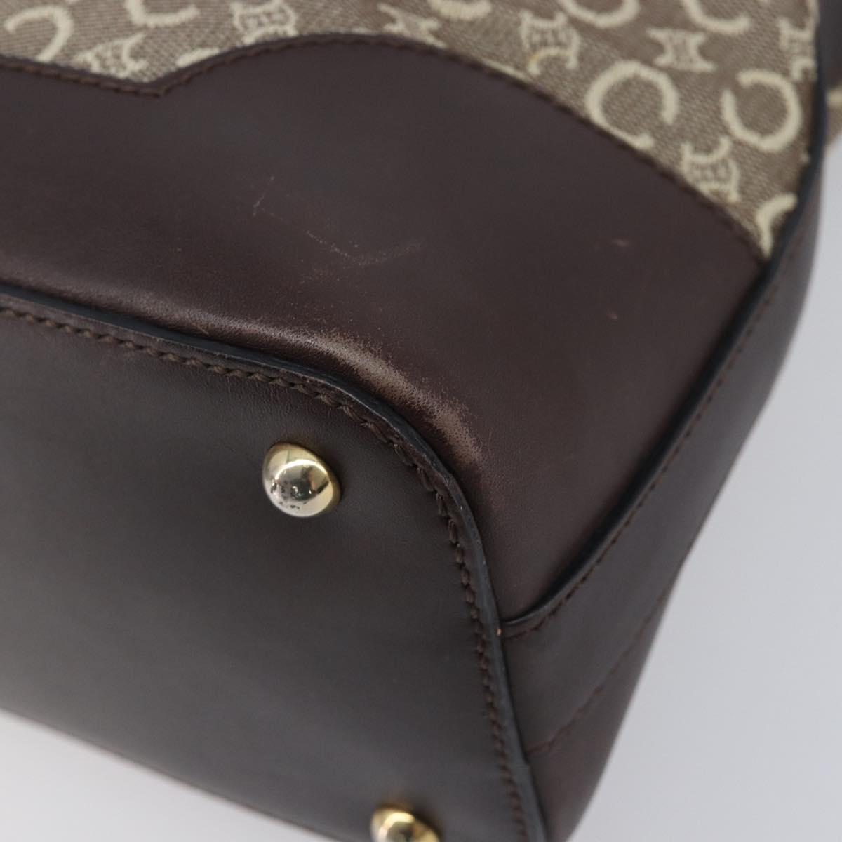 CELINE C Macadam Canvas Shoulder Bag Beige Gold Auth 210876
