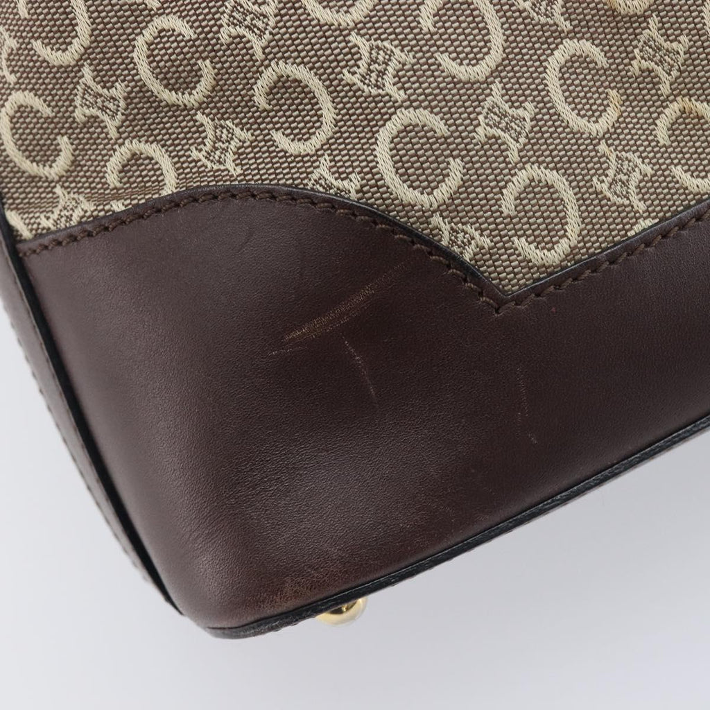 CELINE C Macadam Canvas Shoulder Bag Beige Gold Auth 210876