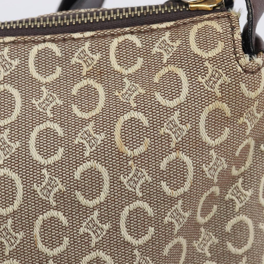 CELINE C Macadam Canvas Shoulder Bag Beige Gold Auth 210876