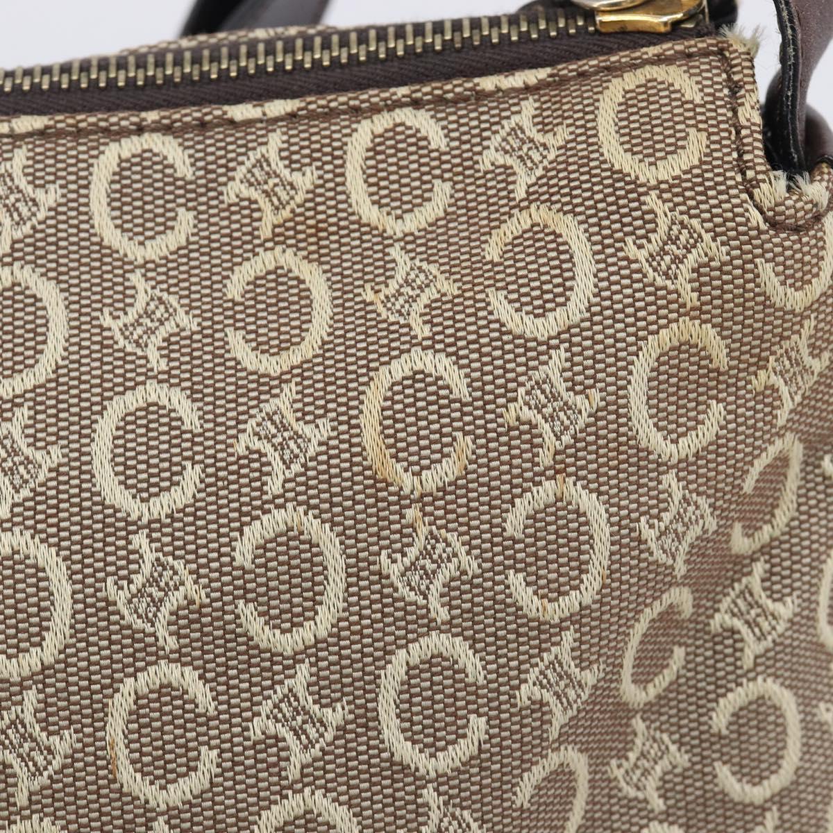 CELINE C Macadam Canvas Shoulder Bag Beige Gold Auth 210876