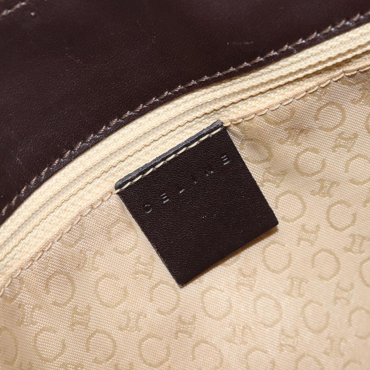 CELINE C Macadam Canvas Shoulder Bag Beige Gold Auth 210876