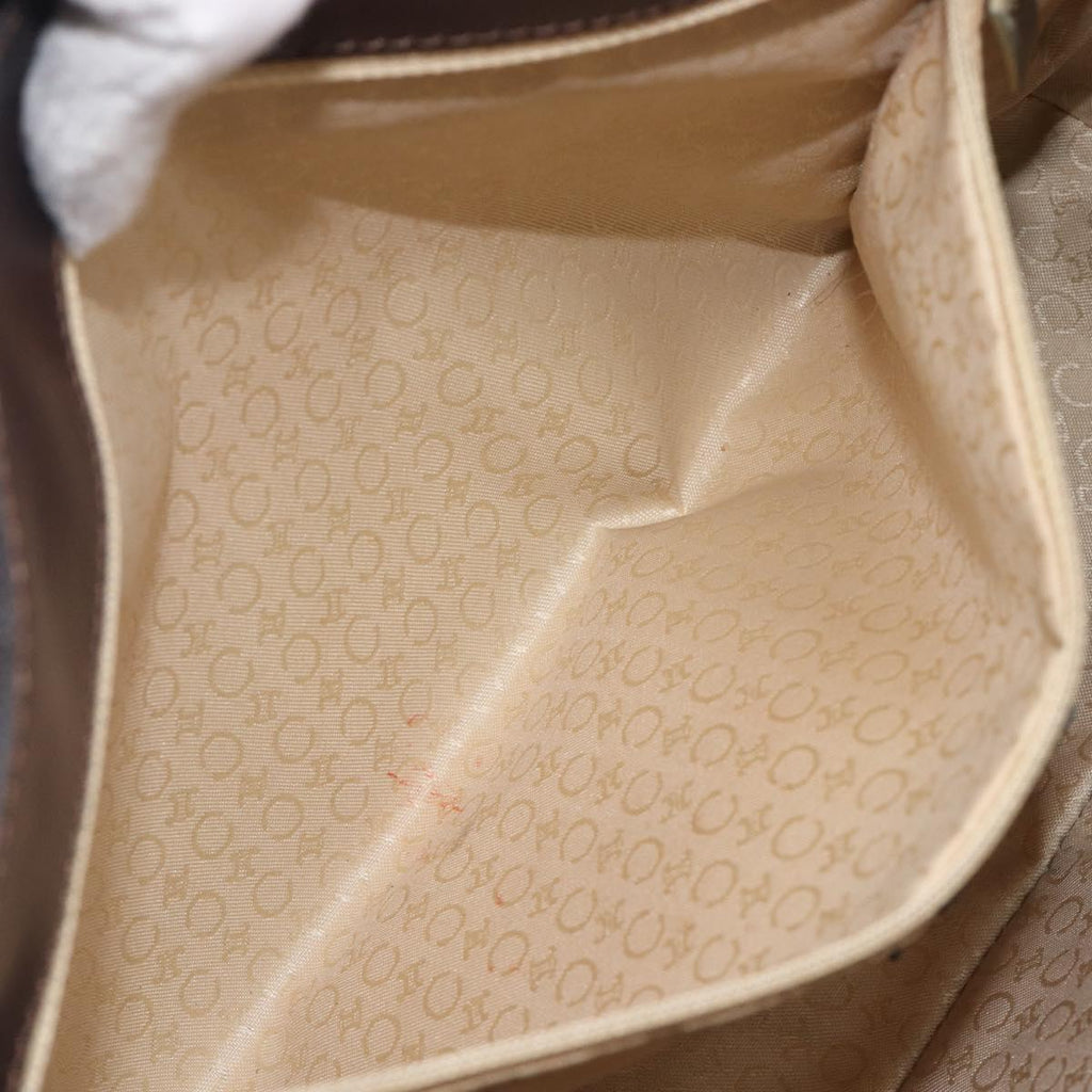 CELINE C Macadam Canvas Shoulder Bag Beige Gold Auth 210876