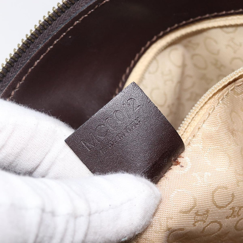 CELINE C Macadam Canvas Shoulder Bag Beige Gold Auth 210876