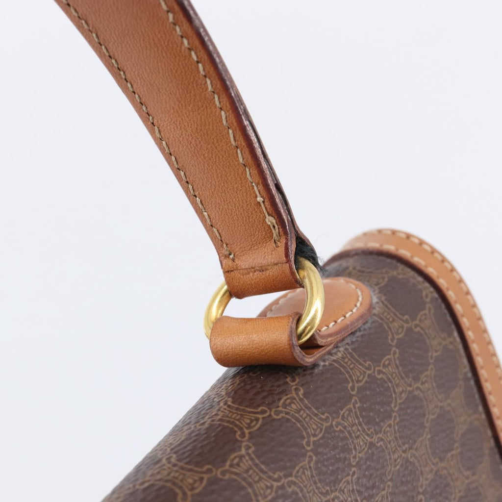 CELINE Macadam Canvas Hand Bag PVC Leather Brown Gold Auth 210885V