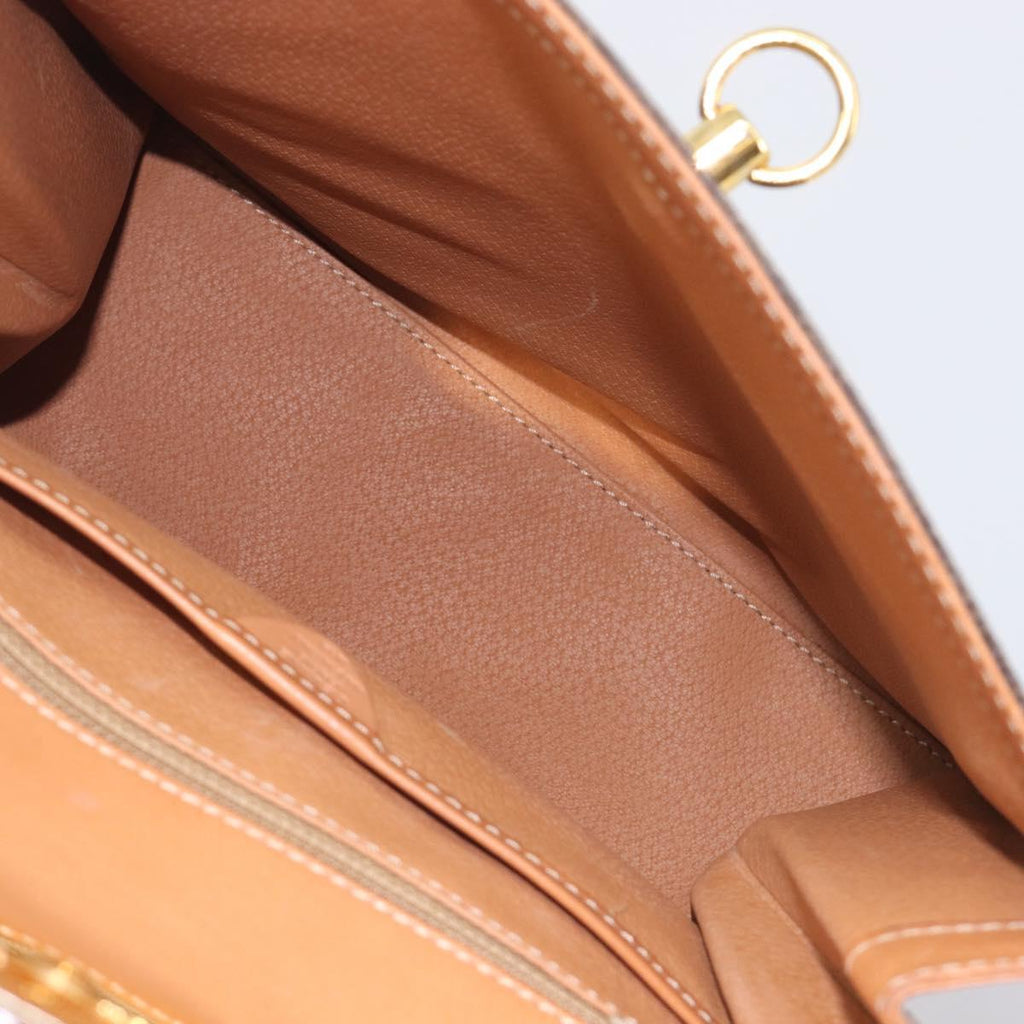 CELINE Macadam Canvas Hand Bag PVC Leather Brown Gold Auth 210885V