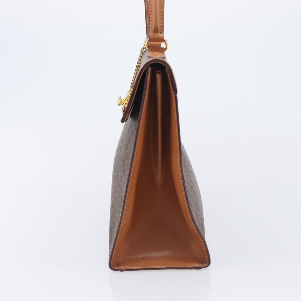 CELINE Macadam Canvas Hand Bag PVC Leather Brown Gold Auth 210885V