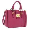 Miu Miu Madras Hand Bag Leather 2way Pink Gold Auth 210886A