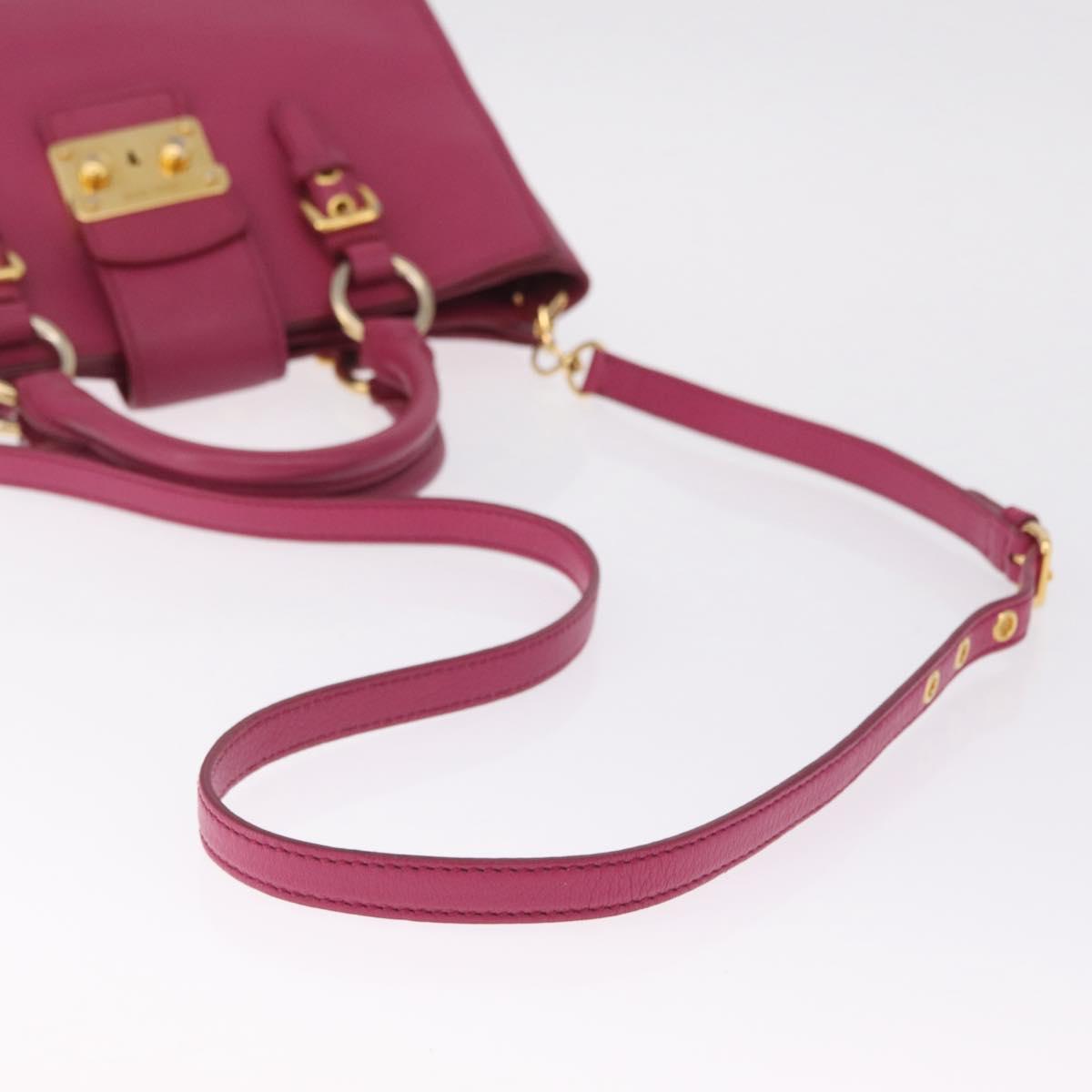 Miu Miu Madras Hand Bag Leather 2way Pink Gold Auth 210886A
