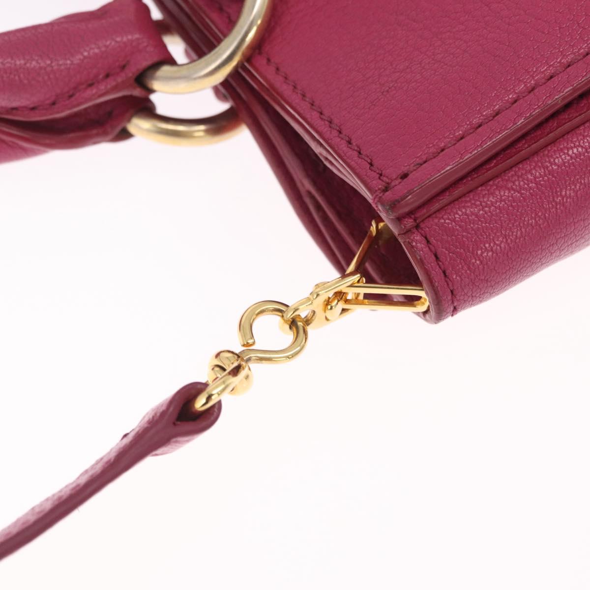Miu Miu Madras Hand Bag Leather 2way Pink Gold Auth 210886A