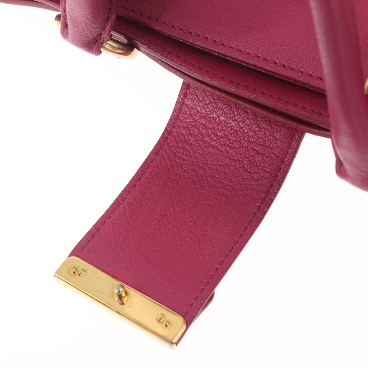 Miu Miu Madras Hand Bag Leather 2way Pink Gold Auth 210886A
