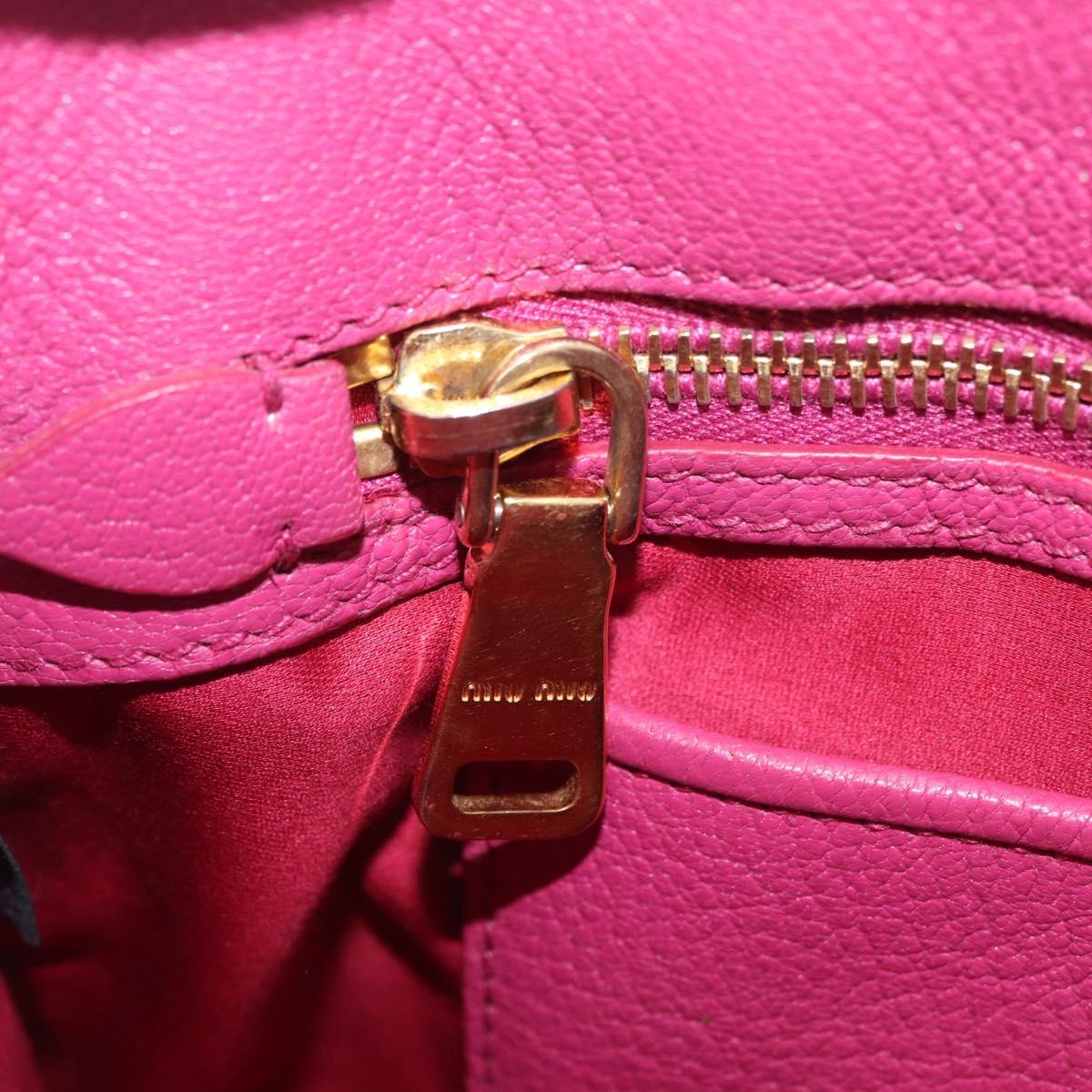 Miu Miu Madras Hand Bag Leather 2way Pink Gold Auth 210886A