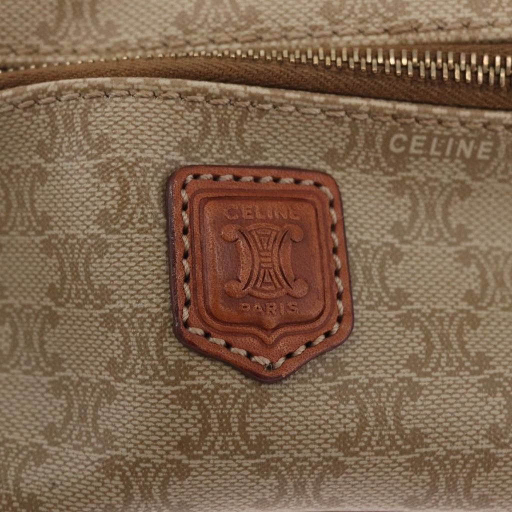 CELINE Macadam Canvas Vanity Hand Bag PVC Beige Gold Auth 210891V