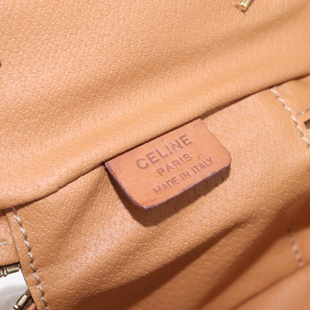 CELINE Macadam Canvas Vanity Hand Bag PVC Beige Gold Auth 210891V