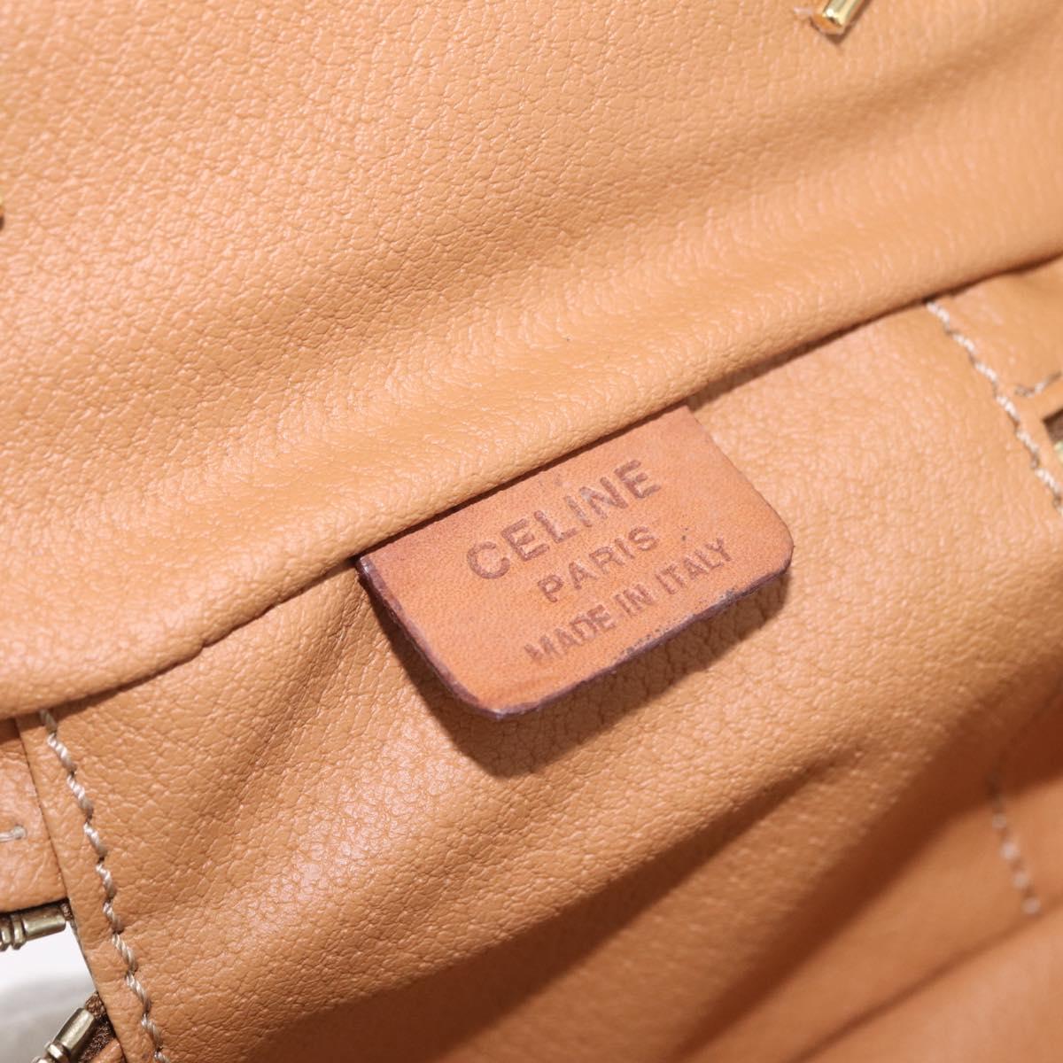 CELINE Macadam Canvas Vanity Hand Bag PVC Beige Gold Auth 210891V