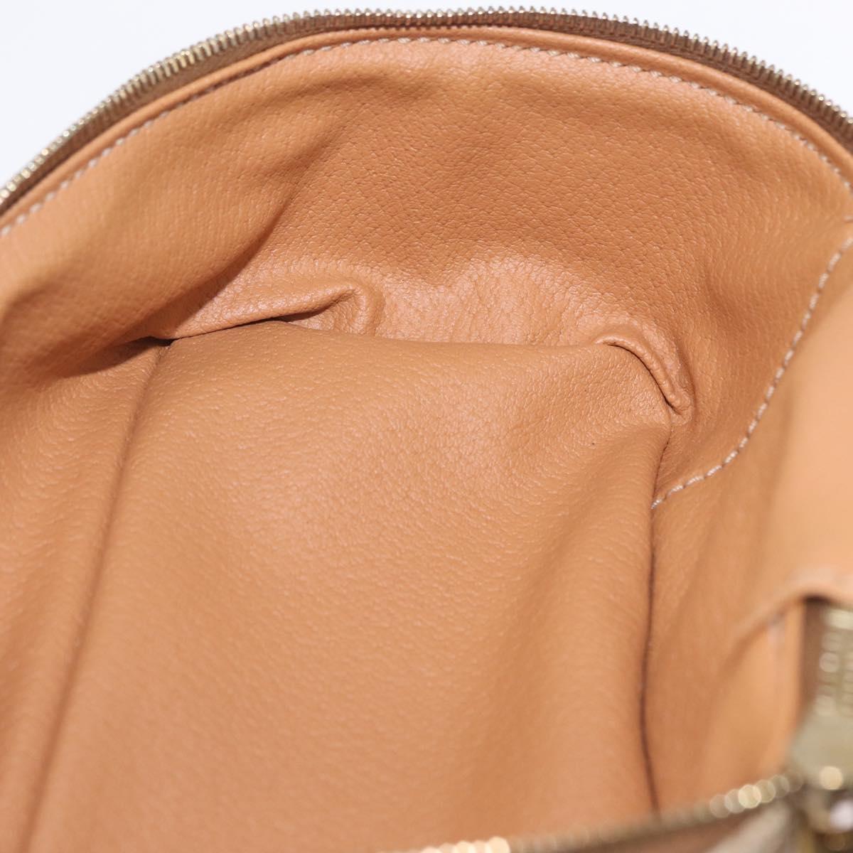 CELINE Macadam Canvas Vanity Hand Bag PVC Beige Gold Auth 210891V