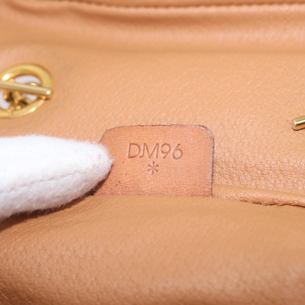 CELINE Macadam Canvas Vanity Hand Bag PVC Beige Gold Auth 210891V
