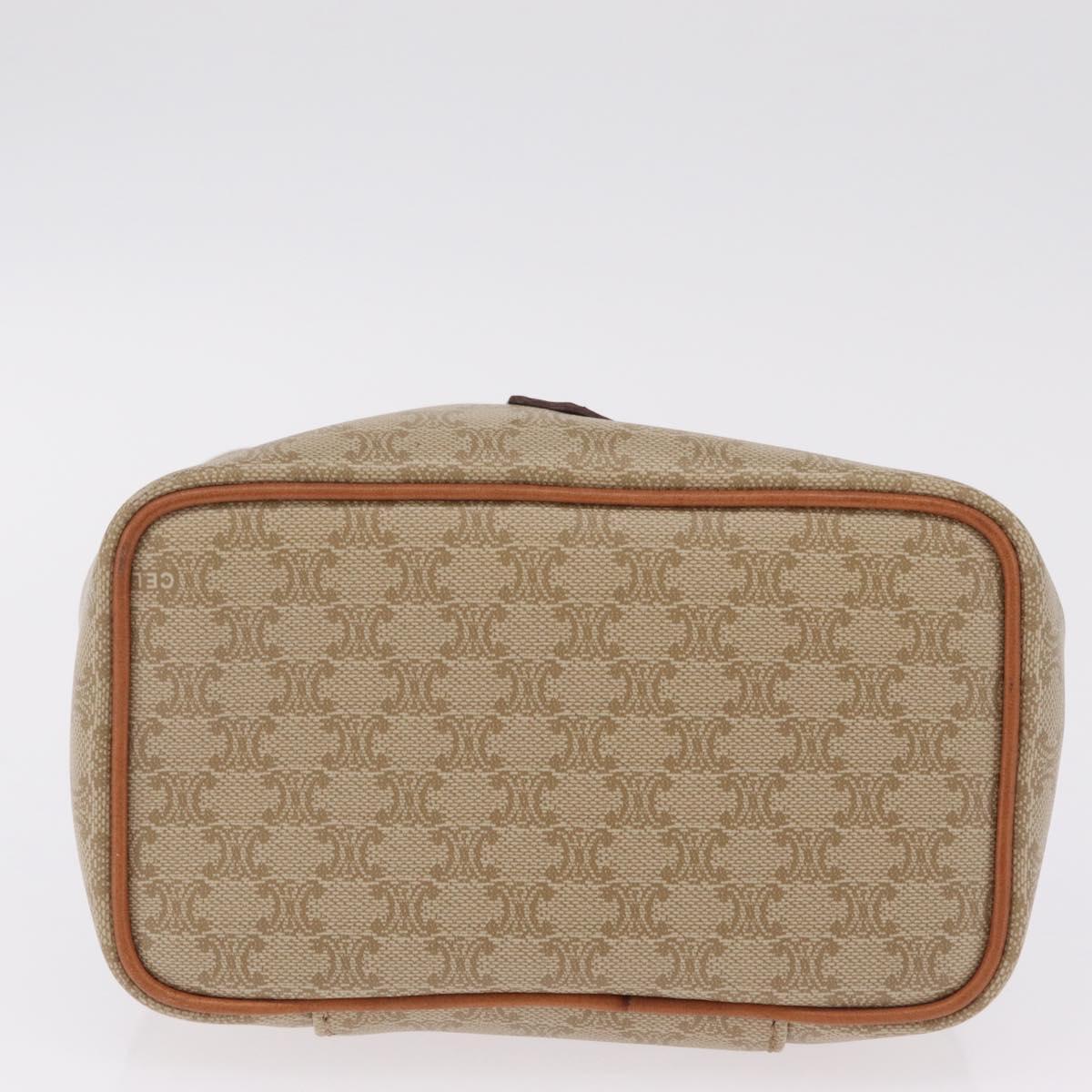 CELINE Macadam Canvas Vanity Hand Bag PVC Beige Gold Auth 210891V