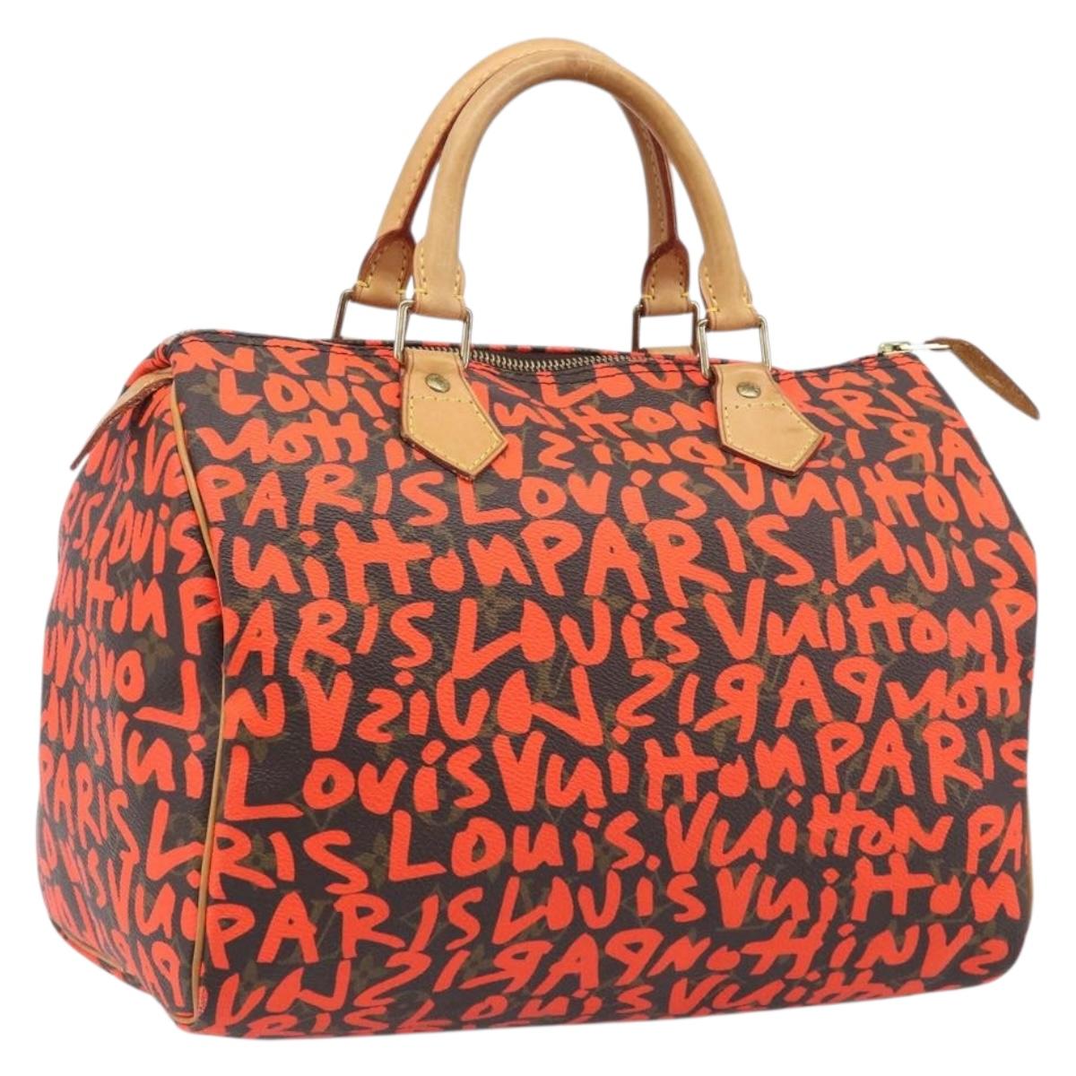 LOUIS VUITTON Monogram Graffiti Speedy 30 Bag Orange M93705 LV Auth 210903SAV