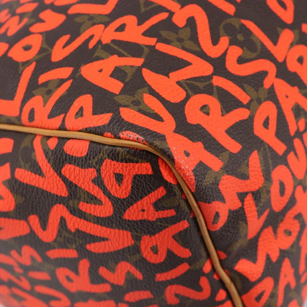 LOUIS VUITTON Monogram Graffiti Speedy 30 Bag Orange M93705 LV Auth 210903SAV