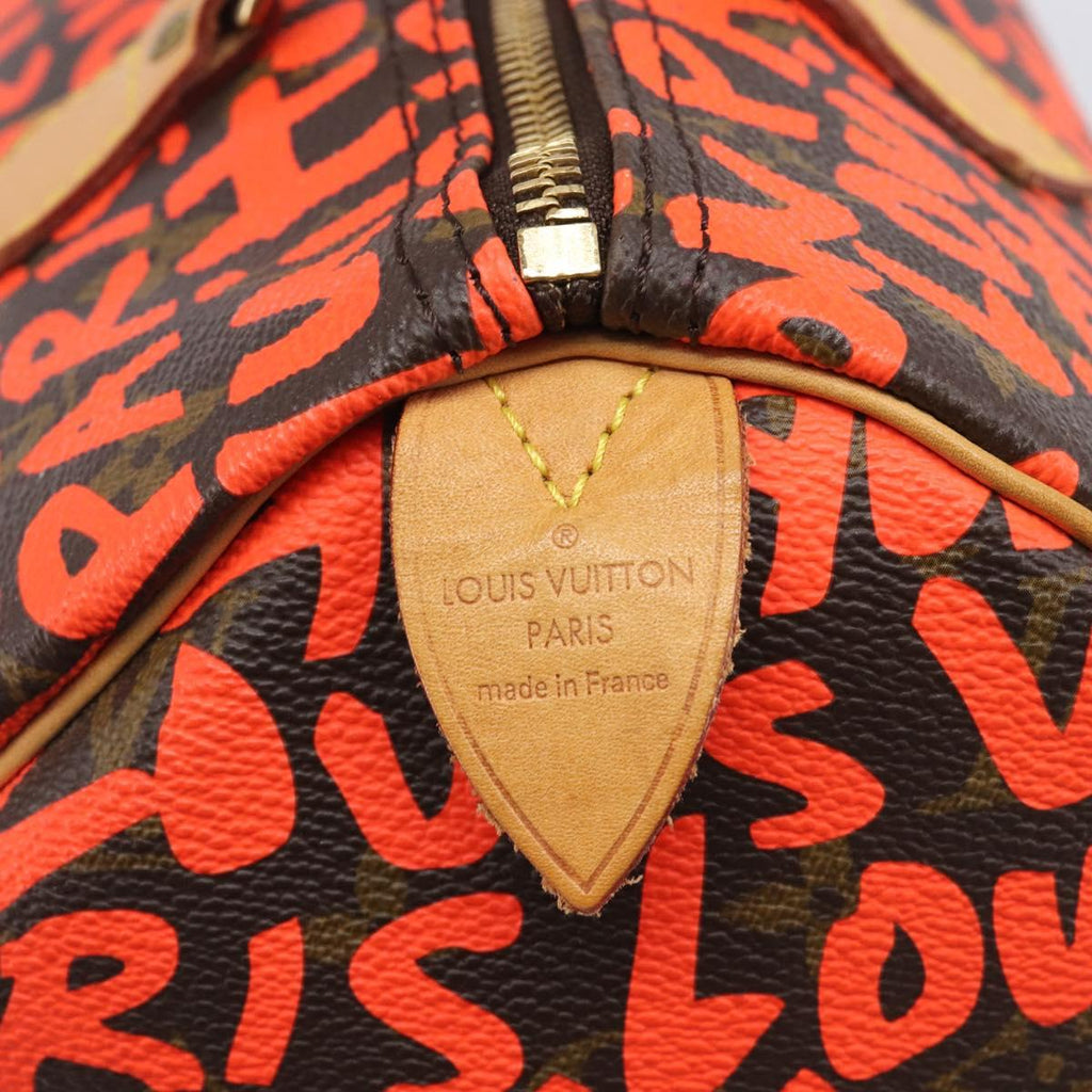 LOUIS VUITTON Monogram Graffiti Speedy 30 Bag Orange M93705 LV Auth 210903SAV