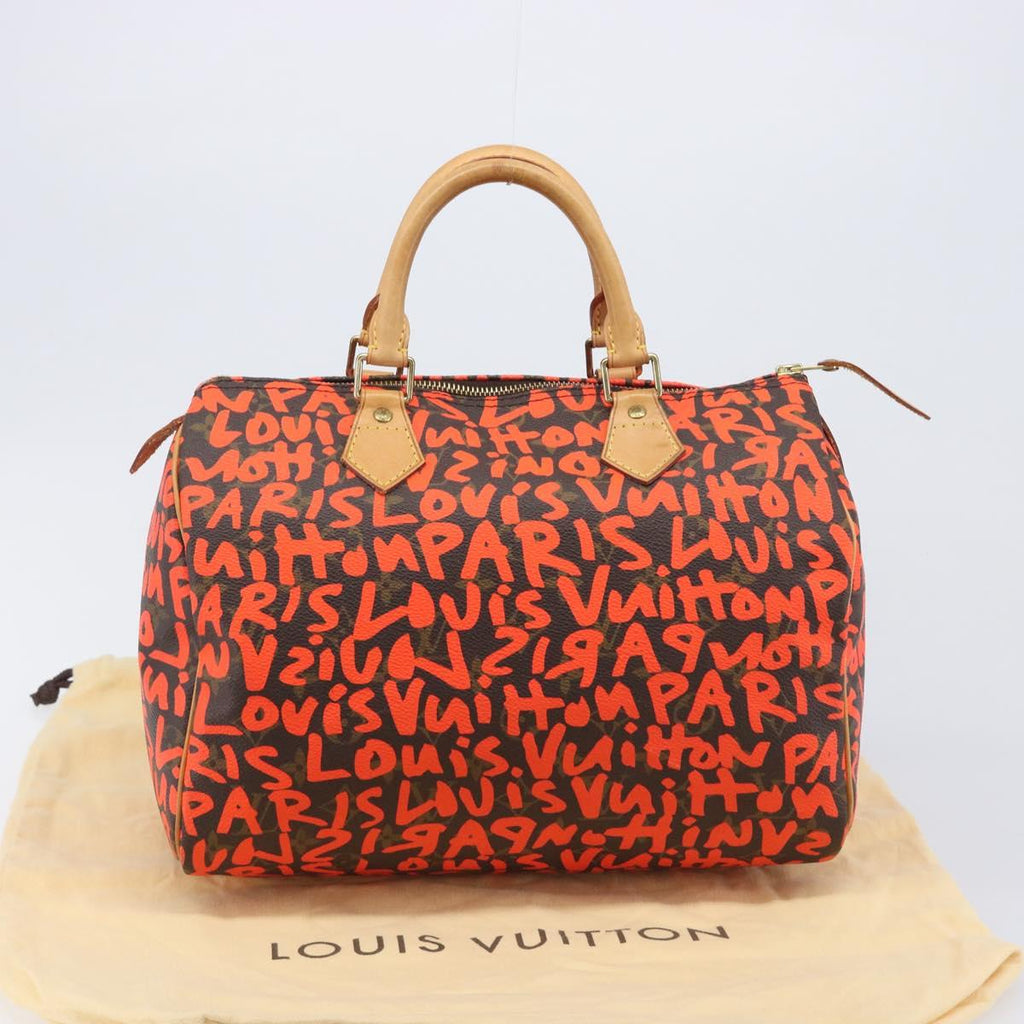 LOUIS VUITTON Monogram Graffiti Speedy 30 Bag Orange M93705 LV Auth 210903SAV