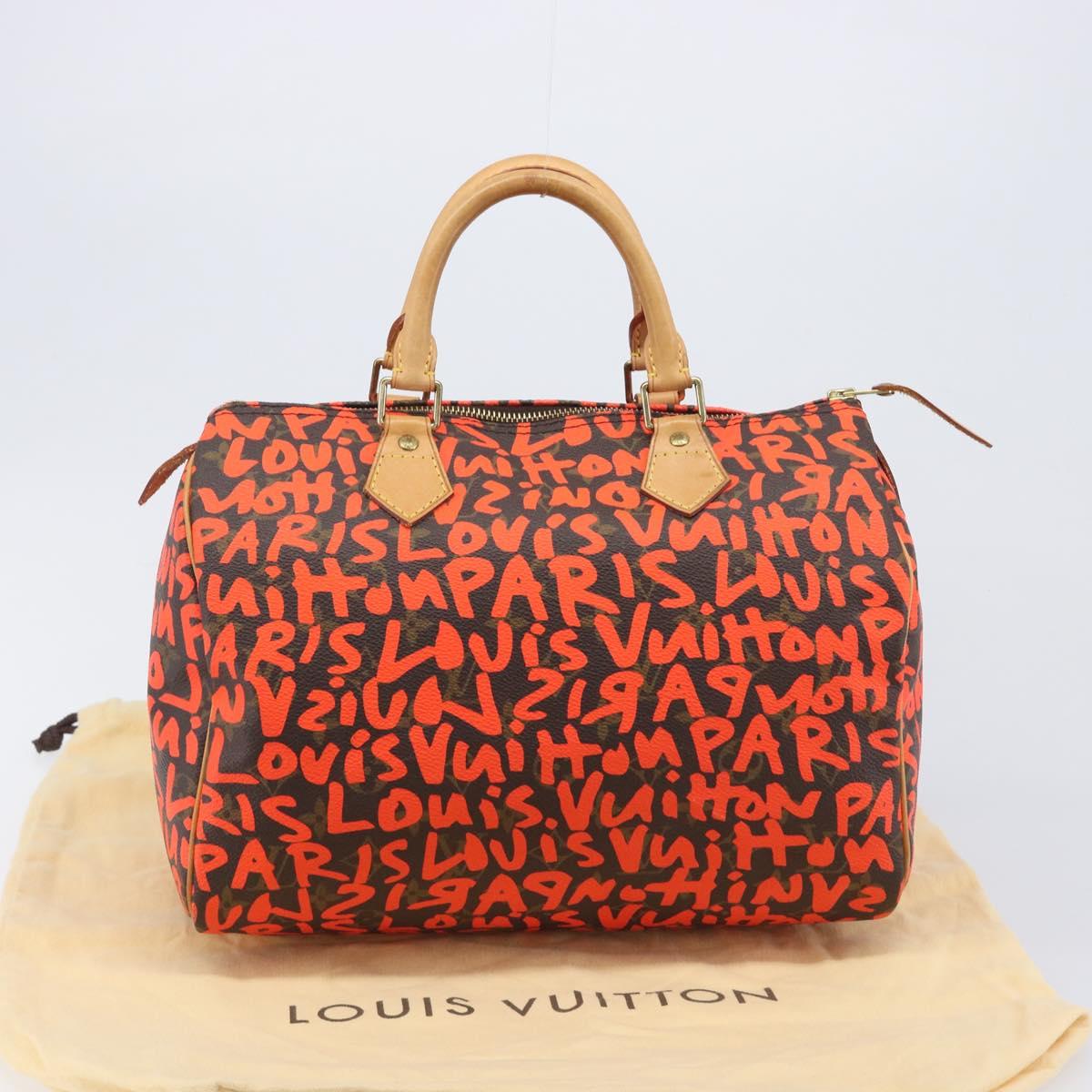 LOUIS VUITTON Monogram Graffiti Speedy 30 Bag Orange M93705 LV Auth 210903SAV