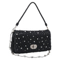 Miu Miu Gathered Chain Shoulder Bag Leather 2way Black Silver Auth 210909SAM