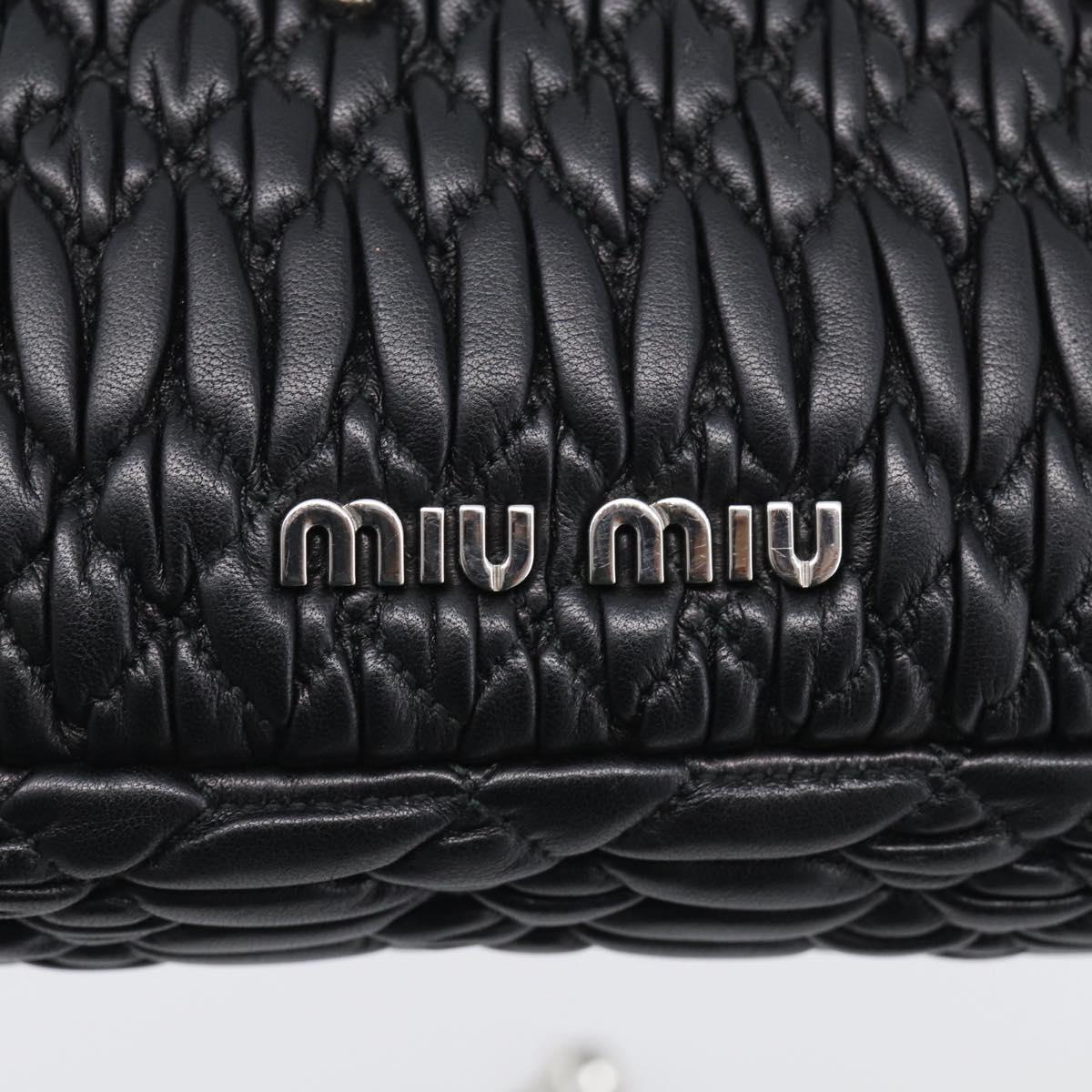 Miu Miu Gathered Chain Shoulder Bag Leather 2way Black Silver Auth 210909SAM