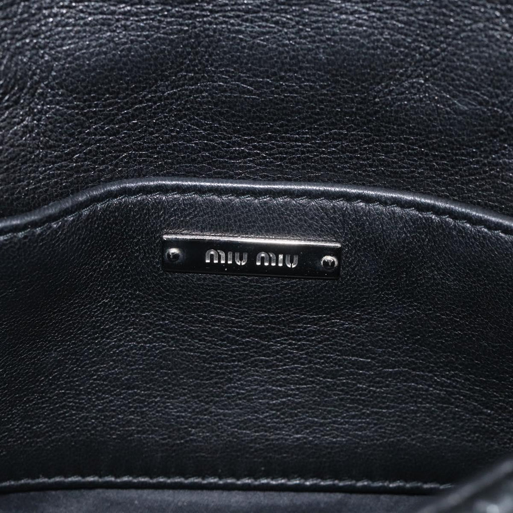 Miu Miu Gathered Chain Shoulder Bag Leather 2way Black Silver Auth 210909SAM