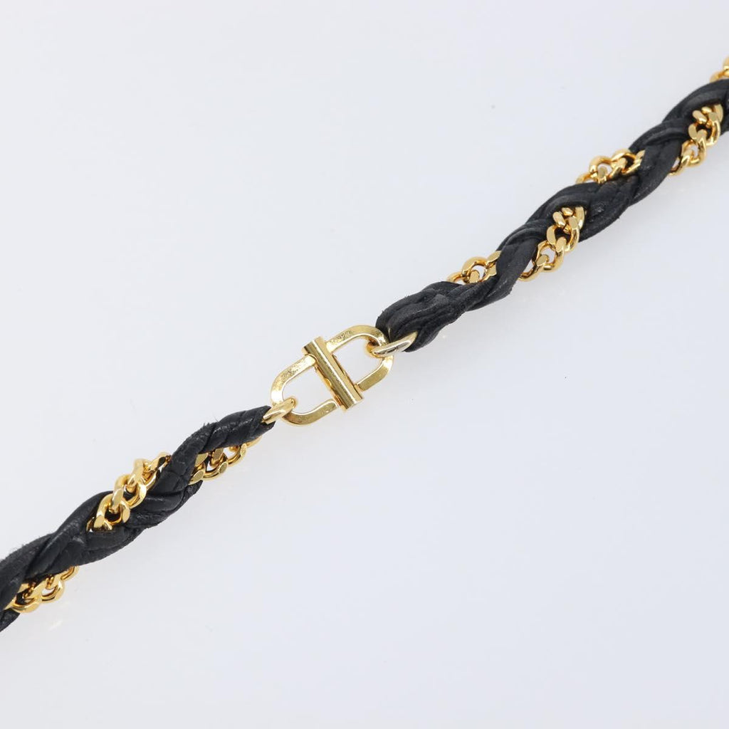 Bally Chain Shoulder Bag Leather Black Gold Auth 210913A