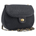 Bally Chain Shoulder Bag Leather Black Gold Auth 210913A