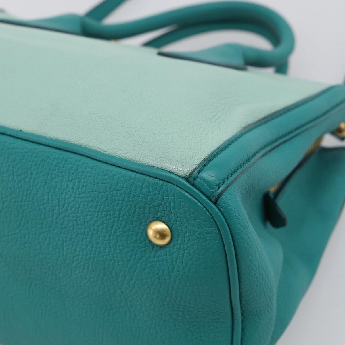 Miu Miu Madras Hand Bag Leather 2way Green Gold Auth 210919A