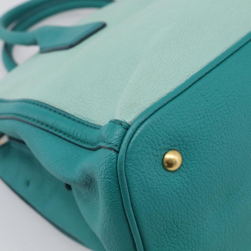 Miu Miu Madras Hand Bag Leather 2way Green Gold Auth 210919A