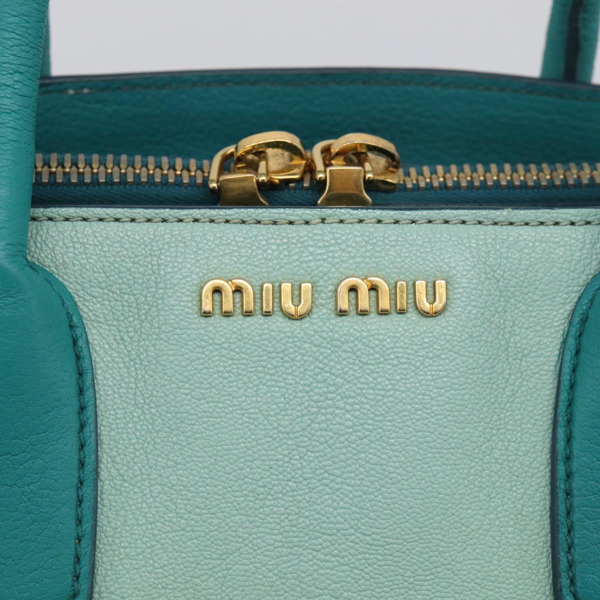 Miu Miu Madras Hand Bag Leather 2way Green Gold Auth 210919A