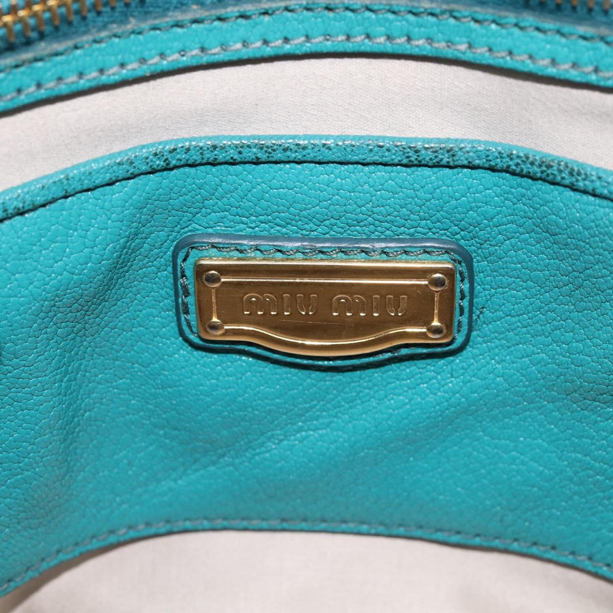 Miu Miu Madras Hand Bag Leather 2way Green Gold Auth 210919A