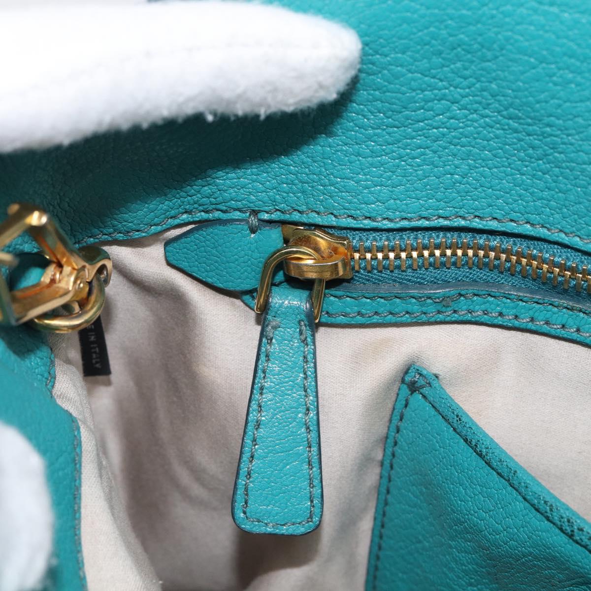 Miu Miu Madras Hand Bag Leather 2way Green Gold Auth 210919A