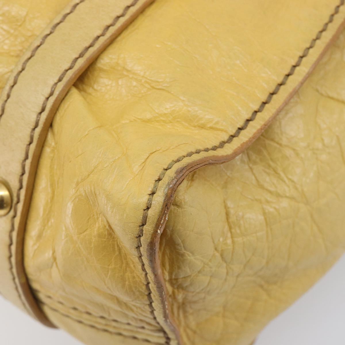 Miu Miu Vitellolux Tote Bag Leather Yellow Gold Auth 210922