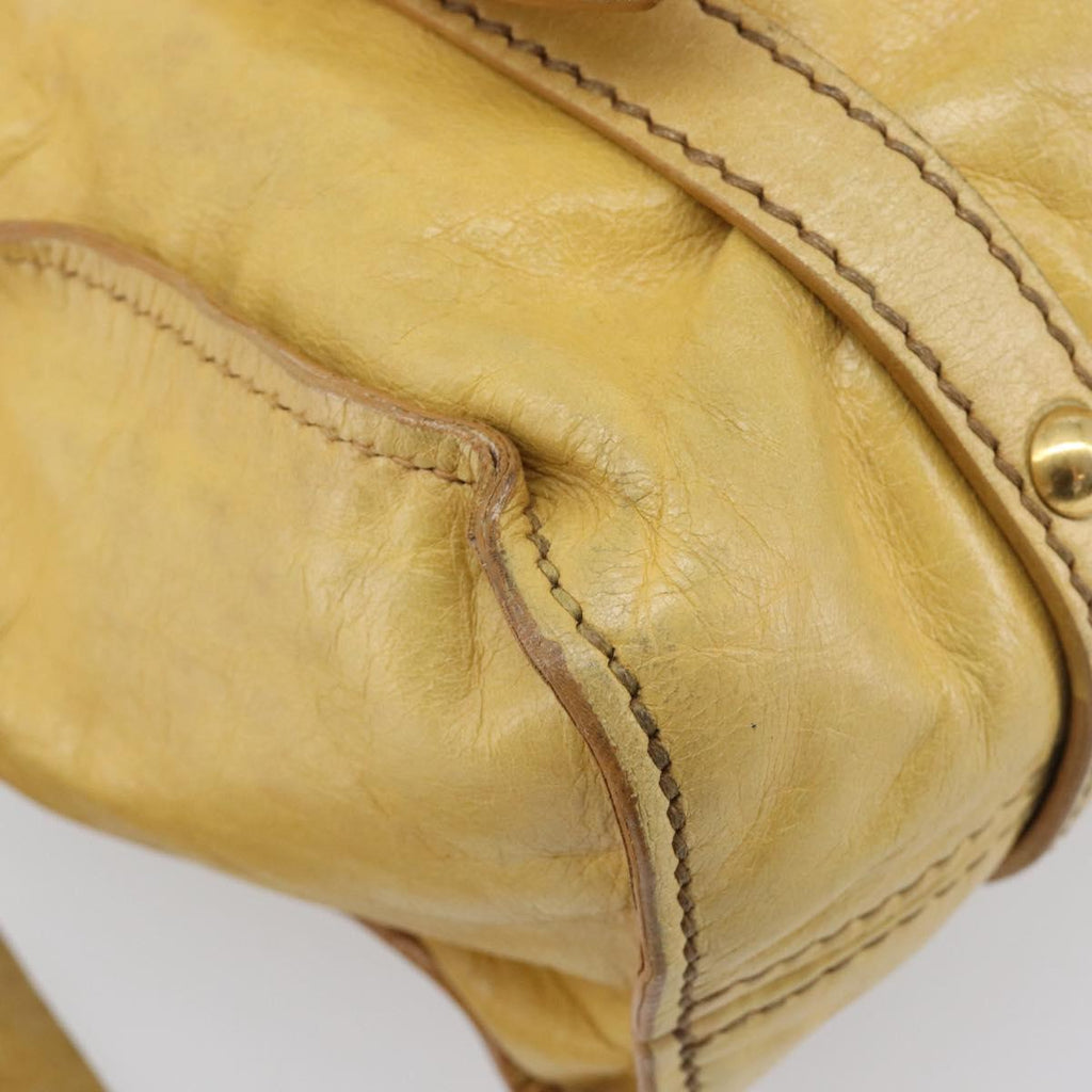 Miu Miu Vitellolux Tote Bag Leather Yellow Gold Auth 210922