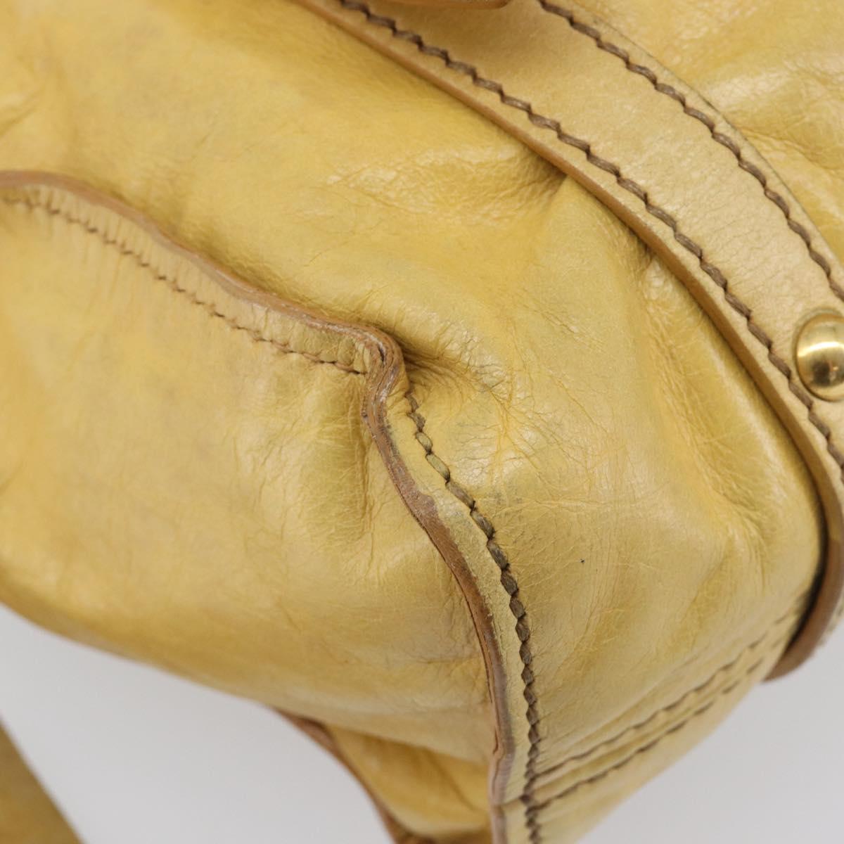 Miu Miu Vitellolux Tote Bag Leather Yellow Gold Auth 210922