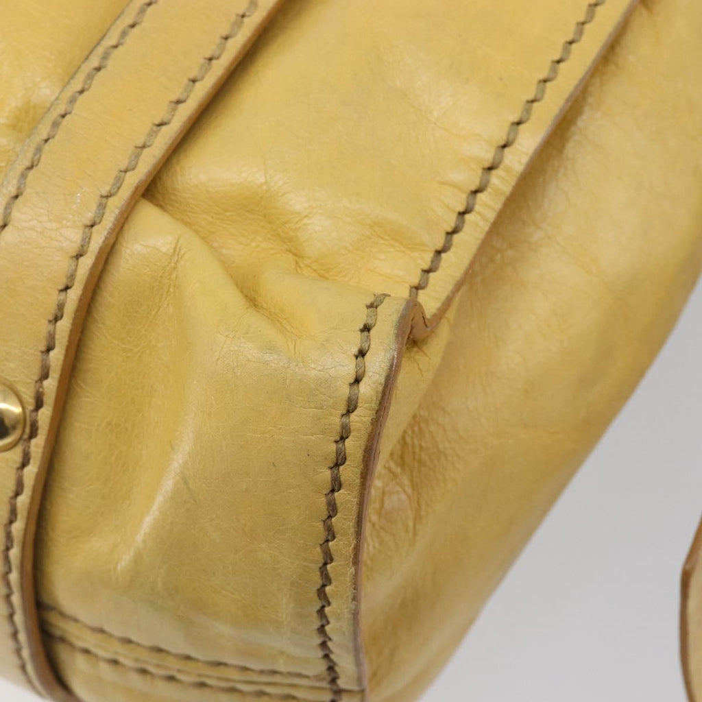 Miu Miu Vitellolux Tote Bag Leather Yellow Gold Auth 210922