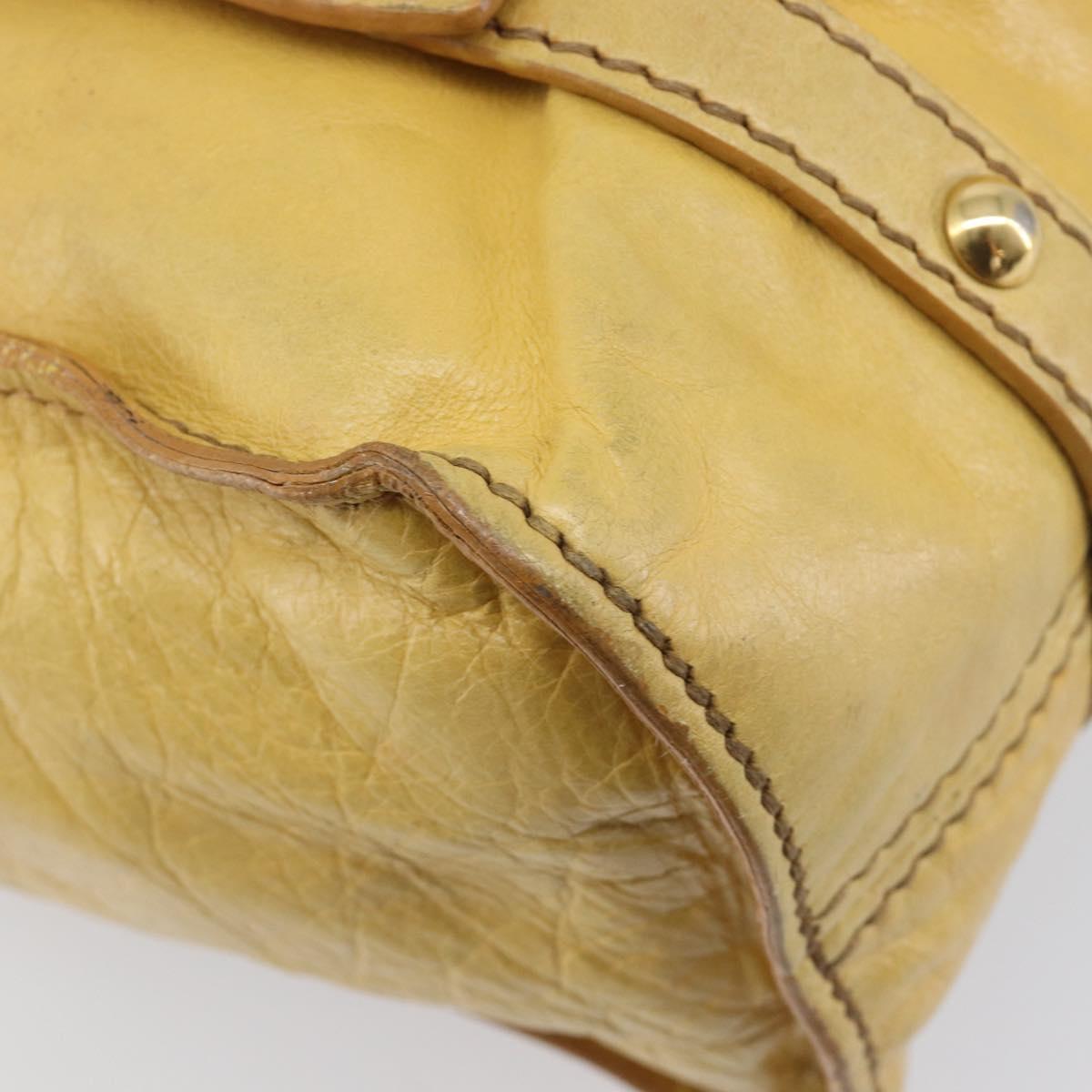 Miu Miu Vitellolux Tote Bag Leather Yellow Gold Auth 210922