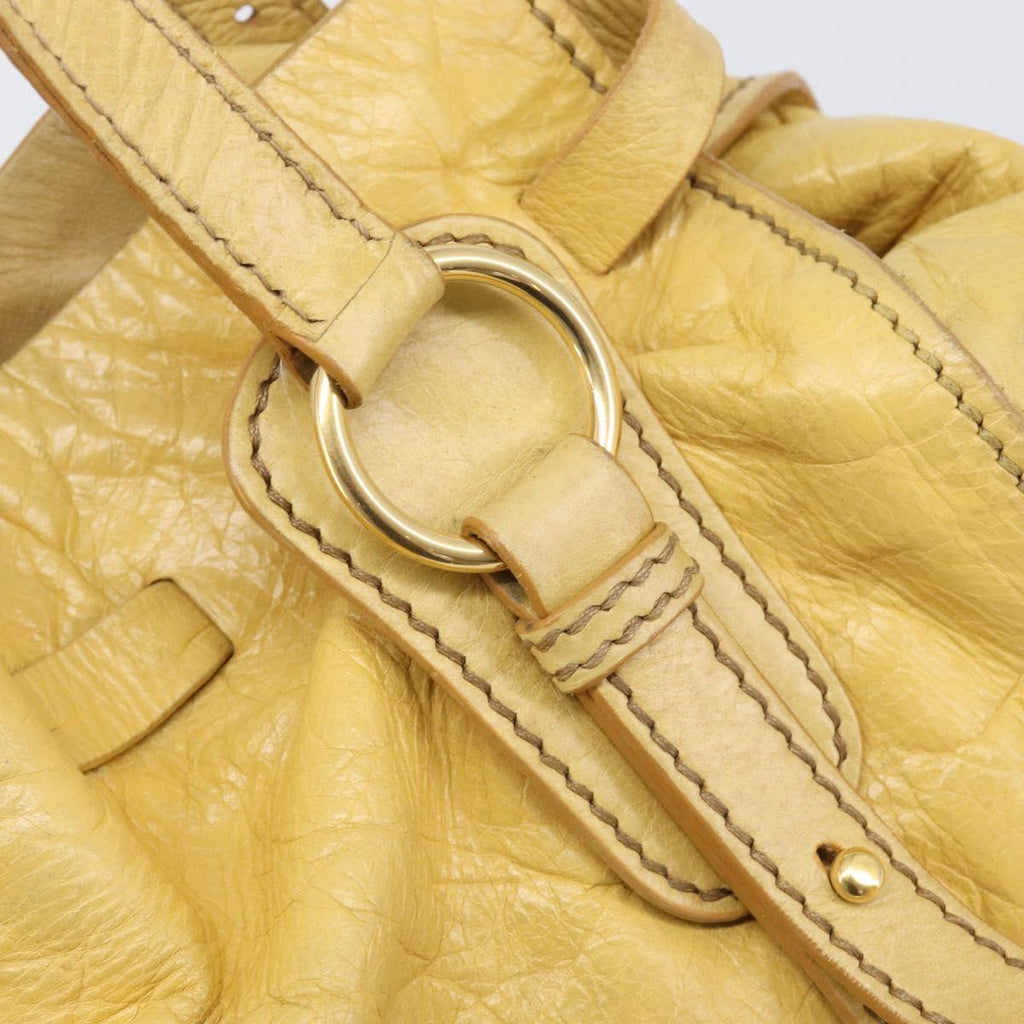 Miu Miu Vitellolux Tote Bag Leather Yellow Gold Auth 210922