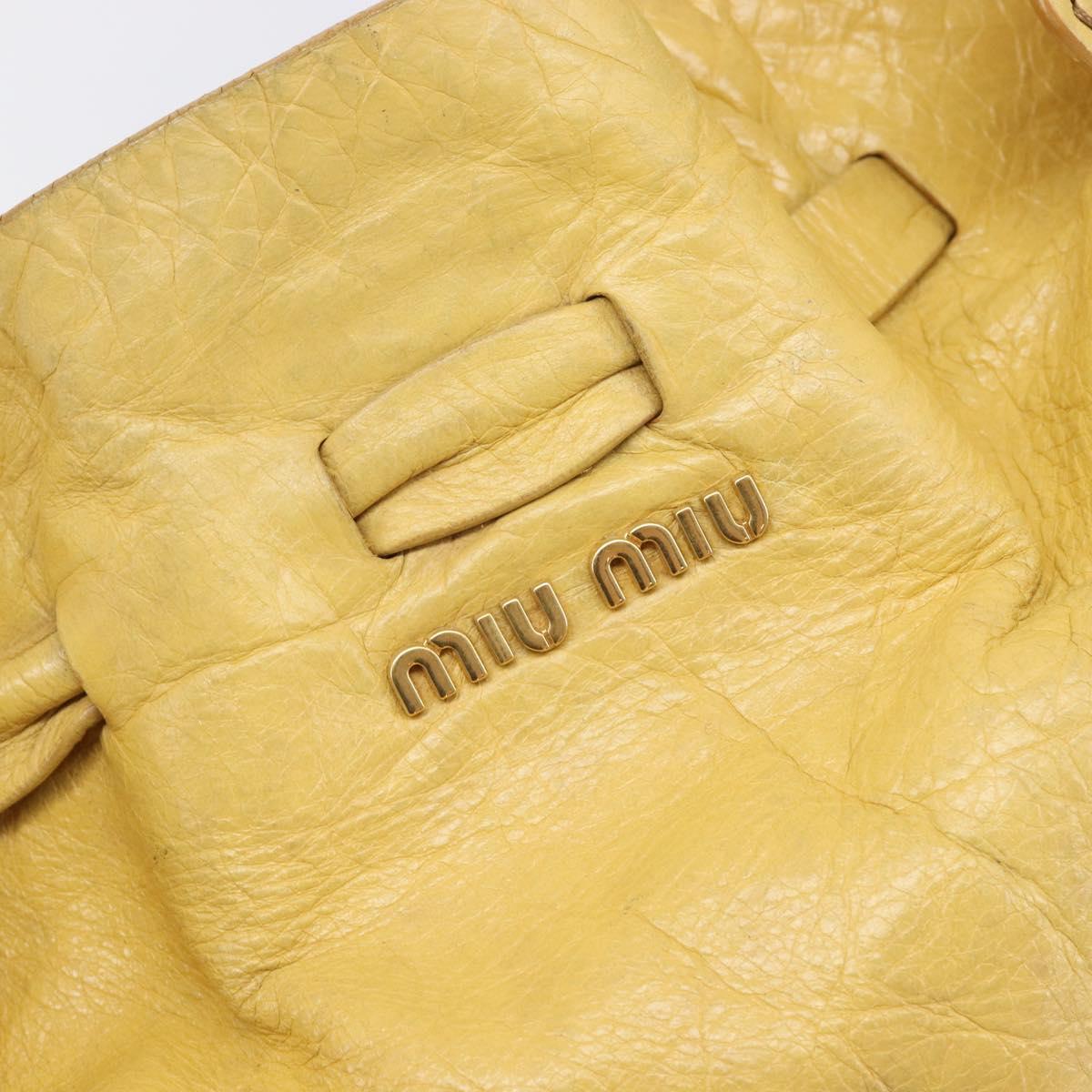 Miu Miu Vitellolux Tote Bag Leather Yellow Gold Auth 210922