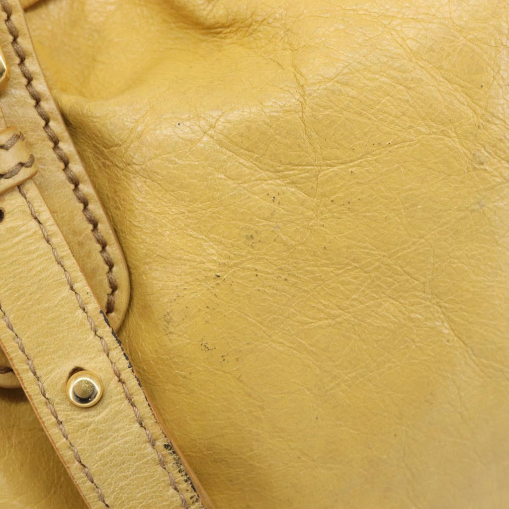 Miu Miu Vitellolux Tote Bag Leather Yellow Gold Auth 210922
